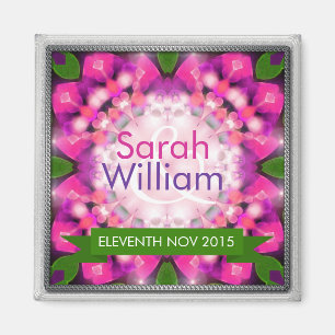 Pink Glow Green+Purple Save the Date Magnet