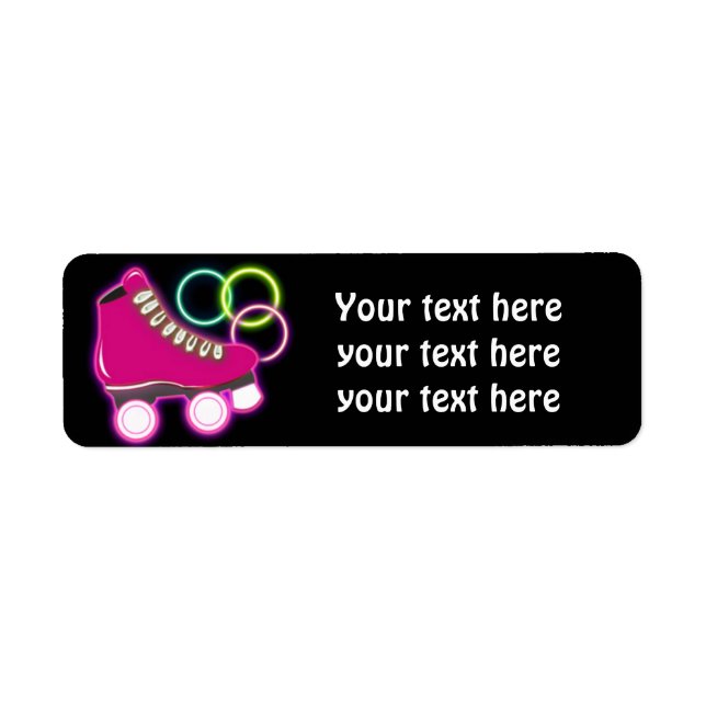 Pink Glow Skate Birthday Party Address Labels (Front)