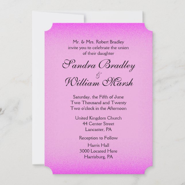 Pink Glow Wedding Invitation 5"x 7" (Front)