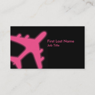 Pink glowing aeroplane custom business cards