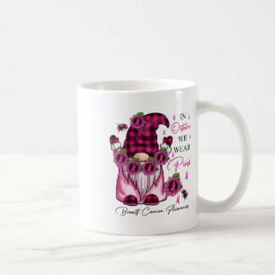 Pink Gnome In October We Wear Pink Breast Cancer A Coffee Mug