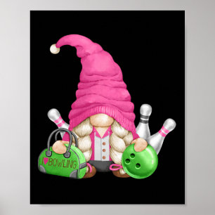Pink Gnome Mum Graphic For Women Girls And Bowling Poster