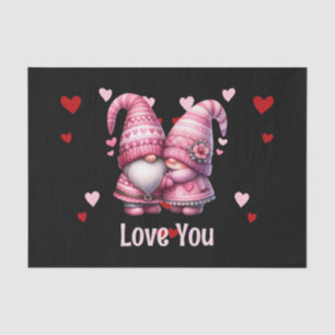 Pink Gnome Valentine Couple Tissue Paper