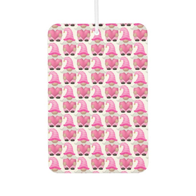 Pink Gnomes Hearts Woodland Scandinavian Cute Car Air Freshener (Front)