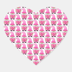 Pink Gnomes Hearts Woodland Scandinavian Cute Heart Sticker