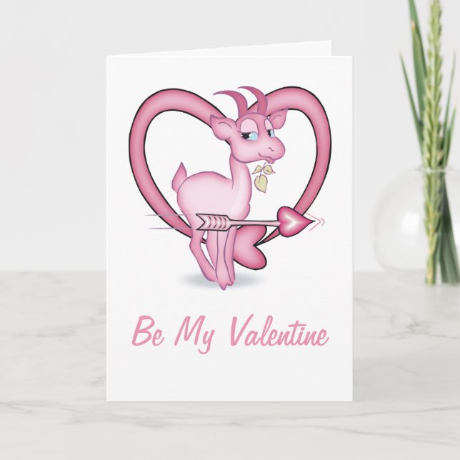 Pink Goat Valentine Card (Front)