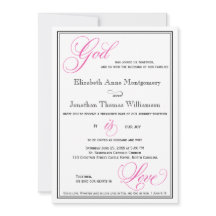 Pink God is Love Christian Wedding Invitations