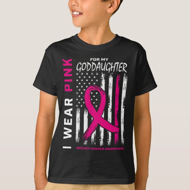 Pink Goddaughter Breast Cancer Flag Front And Ck G T-Shirt (Front)