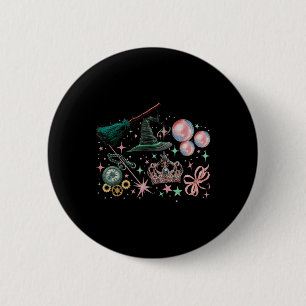 Pink Goes Good With Green Funny Halloween Witch Wo 6 Cm Round Badge