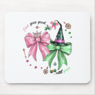 Pink Goes Good With Green Funny Halloween Witch Wo Mouse Pad