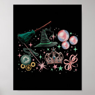 Pink Goes Good With Green Funny Halloween Witch Wo Poster