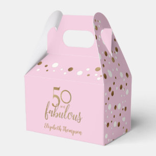 Pink Gold 50 & fabulous Birthday box Confetti