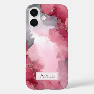 Pink & Gold Abstract Watercolor iPhone 16 Case
