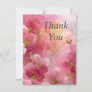 Pink & Gold Abstract Watercolor Thank You Card