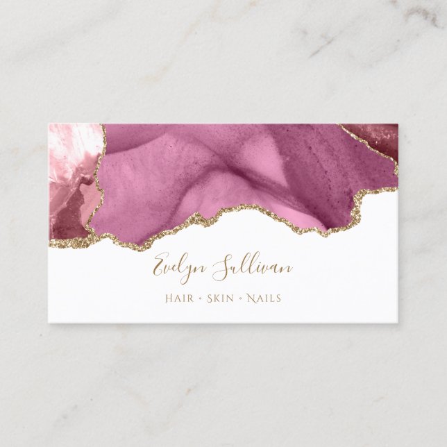 pink gold agate business card (Front)