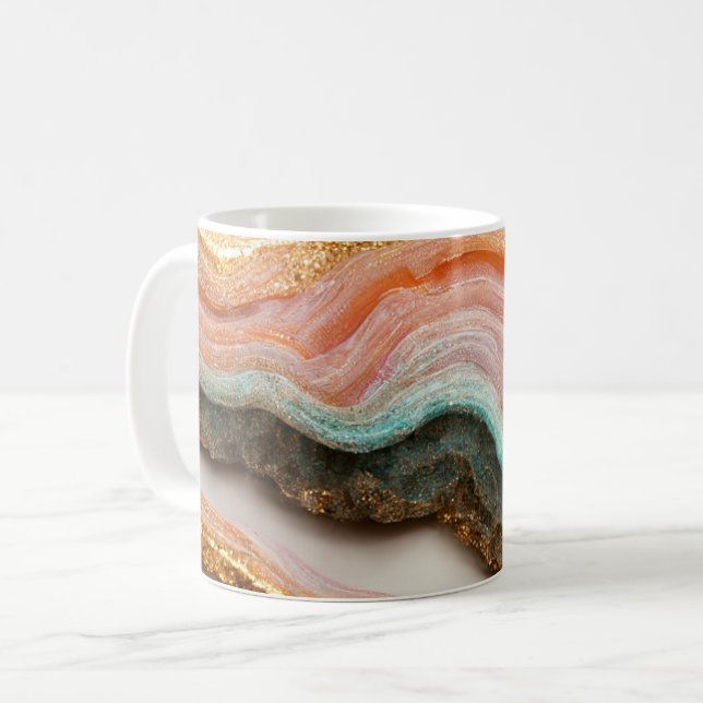 Pink Gold Agate Geode Stone Coffee Mug (Front Left)