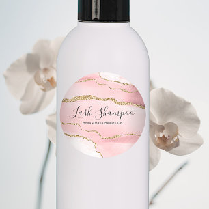 Pink Gold Agate Lash Extension Shampoo Cleanser Classic Round Sticker