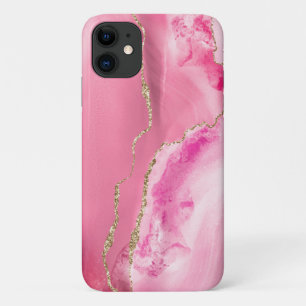 Pink & Gold Agate Personalised iPhone 11 Case