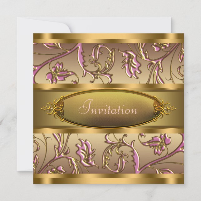 Pink Gold All Occasion Party Invitations (Front)