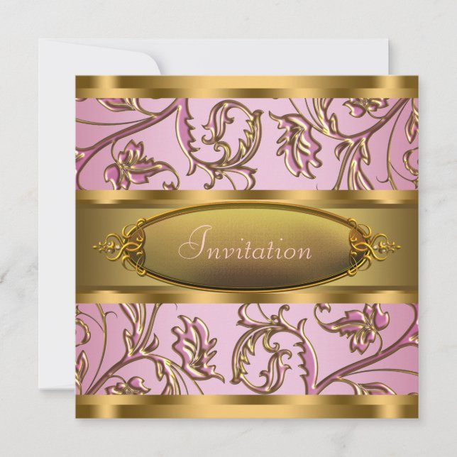 Pink Gold All Occasion Party Invitations (Front)