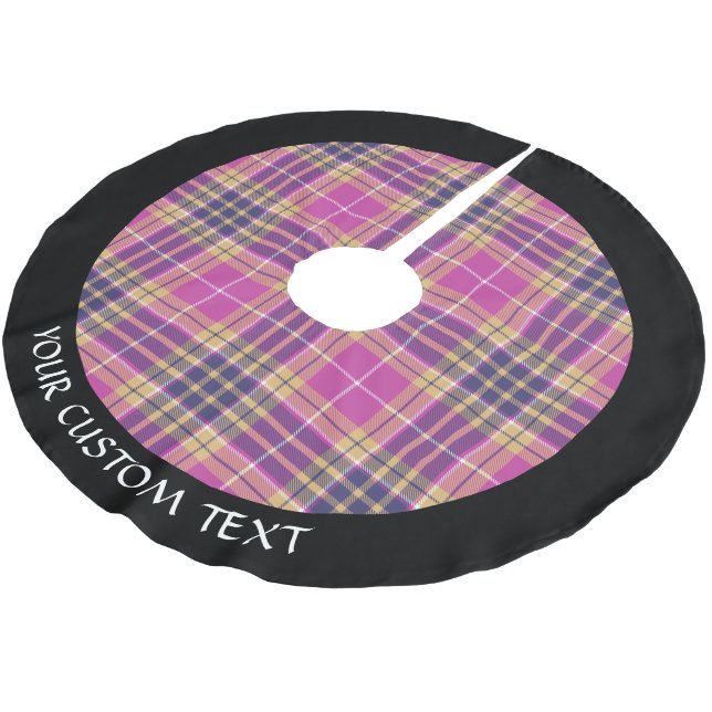 Pink, Gold and Blue Tartan Brushed Polyester Tree Skirt (Angled)