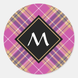 Pink, Gold and Blue Tartan Classic Round Sticker