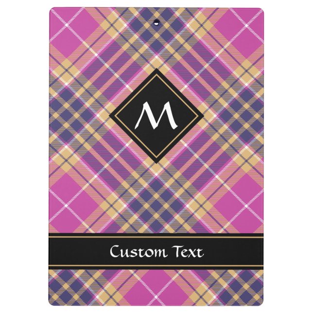 Pink, Gold and Blue Tartan Clipboard (Back)