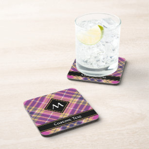 Pink, Gold and Blue Tartan Coaster
