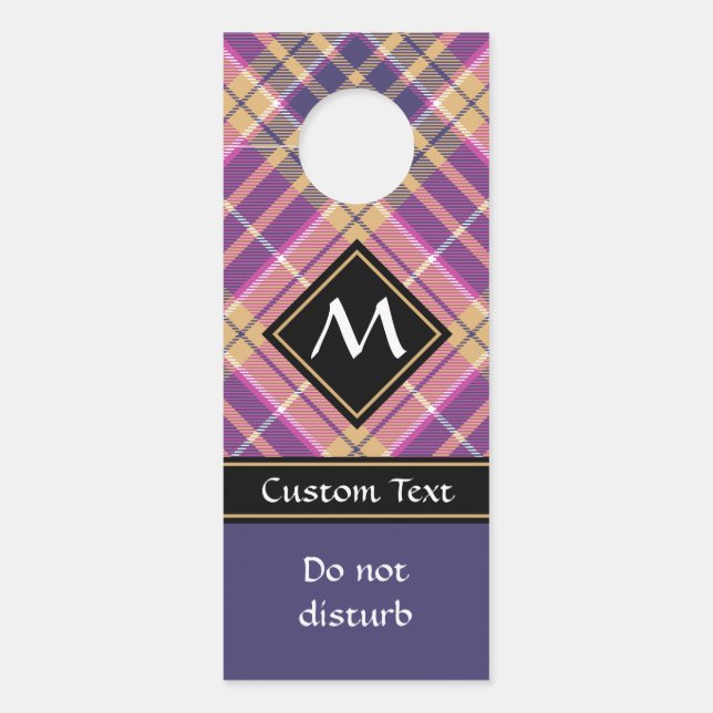 Pink, Gold and Blue Tartan Door Hanger (Front)