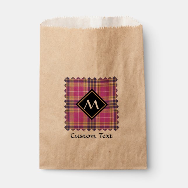 Pink, Gold and Blue Tartan Favour Bag (Front)
