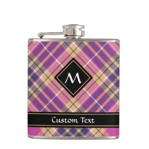 Pink, Gold and Blue Tartan Hip Flask