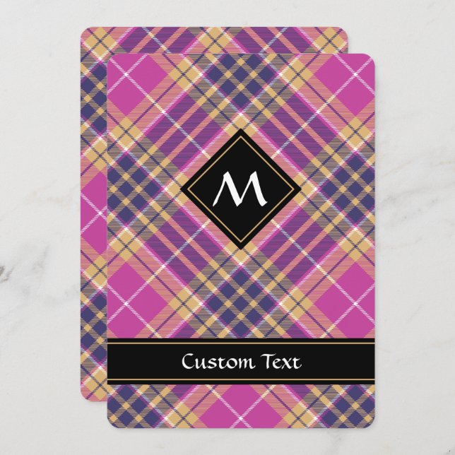 Pink, Gold and Blue Tartan Invitation (Front/Back)