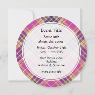 Pink, Gold and Blue Tartan Invitation