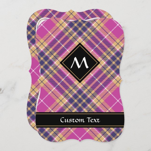 Pink, Gold and Blue Tartan Invitation (Front/Back)