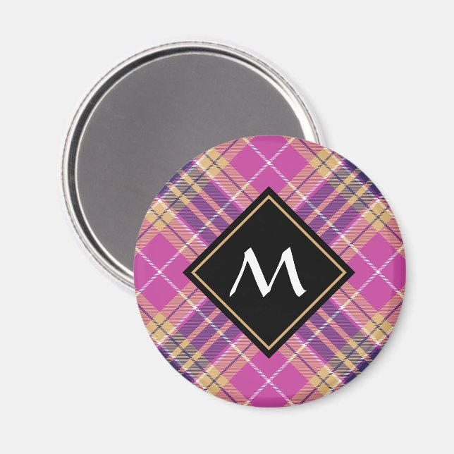 Pink, Gold and Blue Tartan Magnet (Front/Back)