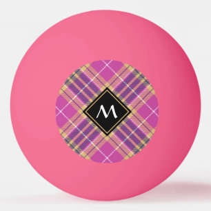Pink, Gold and Blue Tartan Ping Pong Ball