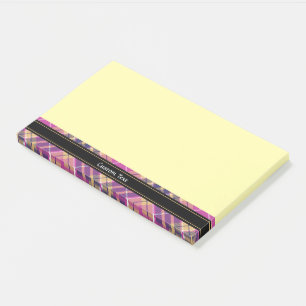 Pink, Gold and Blue Tartan Post-it Notes