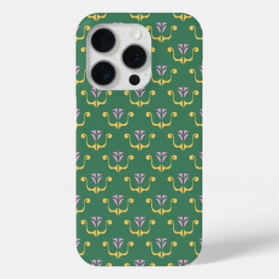 Pink Gold and Green Crest Summer Fun iPhone 15 Pro Case