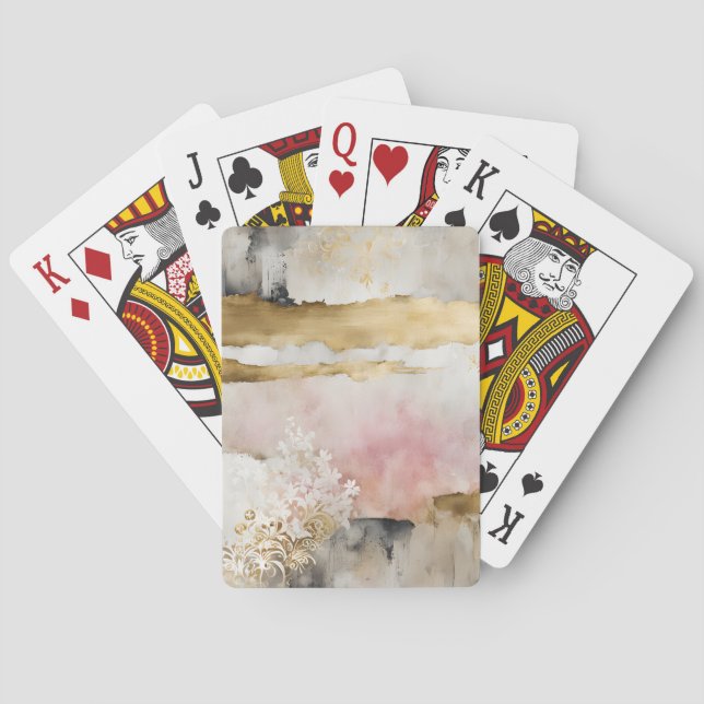 Pink Gold and Grey Wabi Sabi Playing Cards (Back)