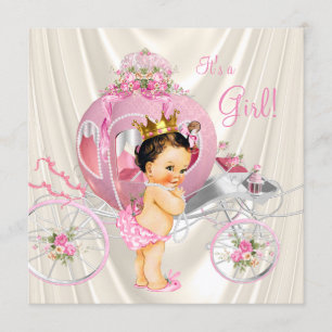 Pink Gold and Ivory Pearl Princess Baby Shower Invitation