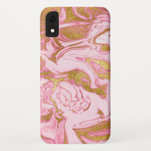 Pink, Gold and White Marble Elegant Modern iPhone XR Case