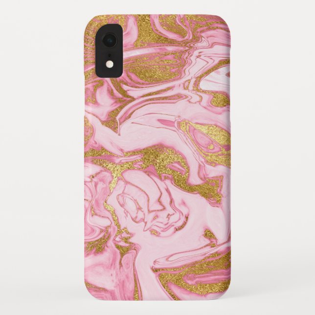 Pink, Gold and White Marble Elegant Modern Case-Mate iPhone Case (Back)