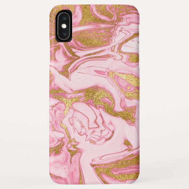 Pink, Gold and White Marble Elegant Modern Case-Mate iPhone Case (Back)