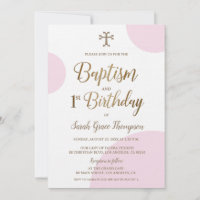Pink Gold Armenian cross girl Baptism 1st Birthday