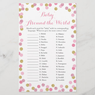 Pink & Gold Baby Around the World Translation Game