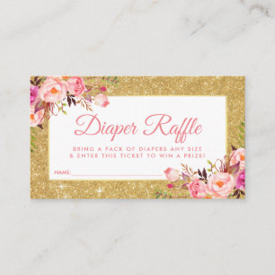 Pink Gold Baby Shower Diaper Raffle Ticket Card P