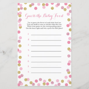 Pink & Gold Baby Shower Guess the Baby Food Game