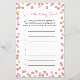 Pink & Gold Baby Shower Guess the Baby Food Game
