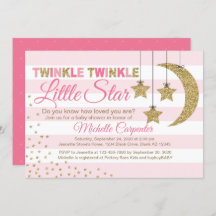 Pink Gold baby shower invitation girl little star