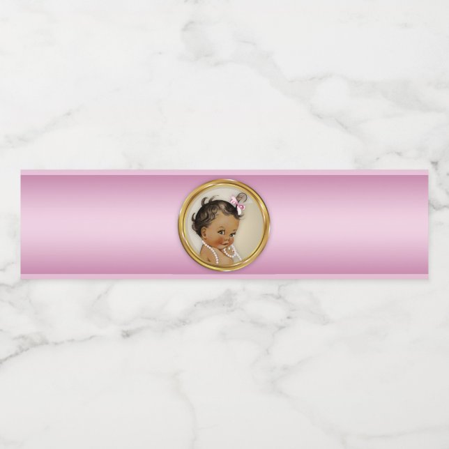Pink Gold Baby Shower Water Bottle Labels (Single Label)